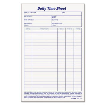 TOPS™ Daily Time And Job Sheets, 8.5 X 5.5, 1-page, 200 Forms-pad, 2 Pads-pack freeshipping - TVN Wholesale